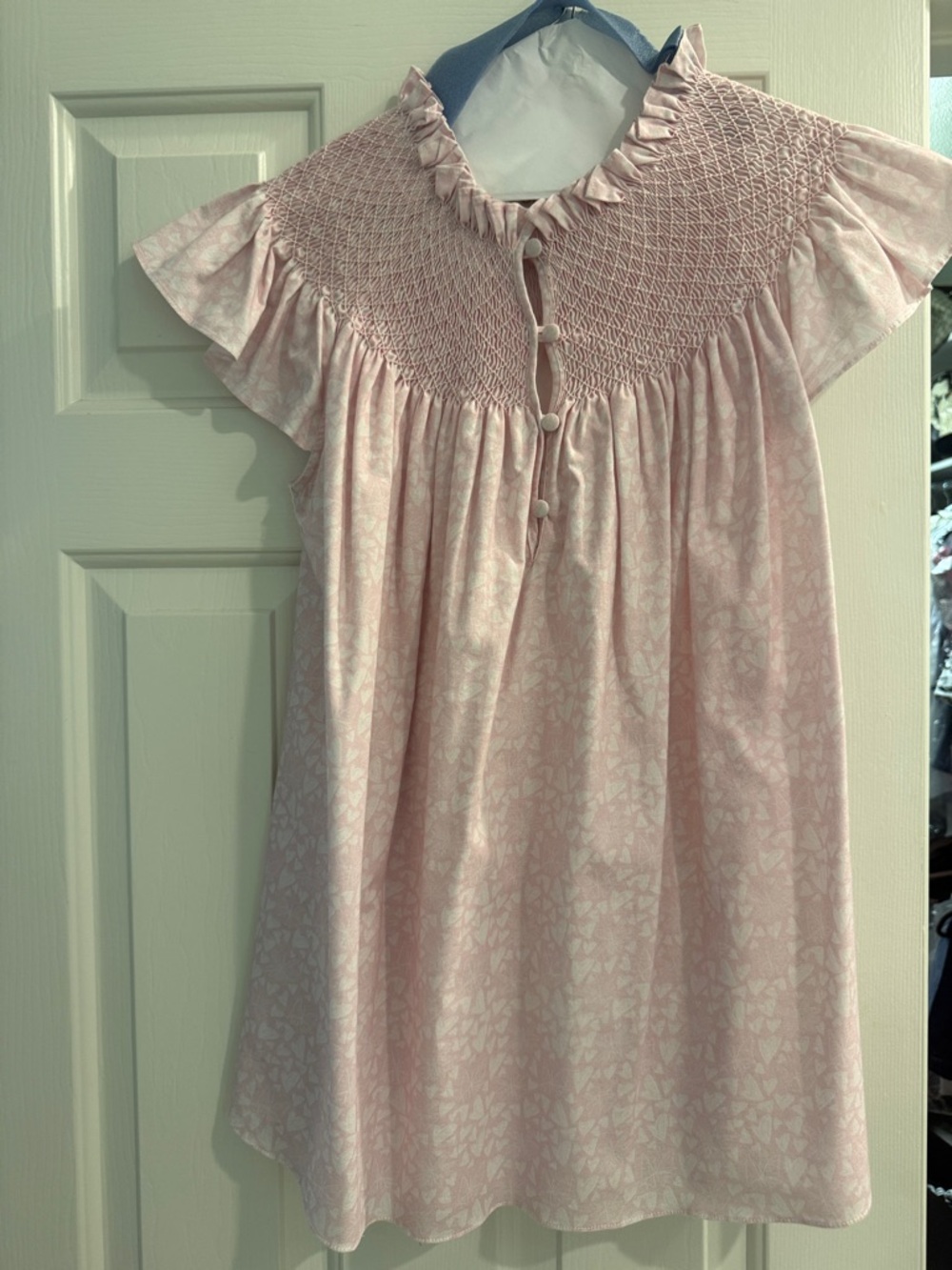 Women's Pink Smocked Ruffle Sleeve Top